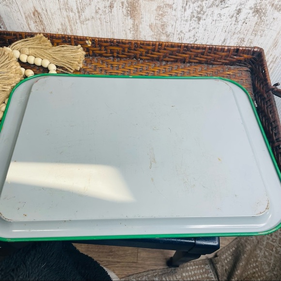 Vintage MCM Set of 3 Metal Tray Cockatoo and Flowers - Picture 8 of 8
